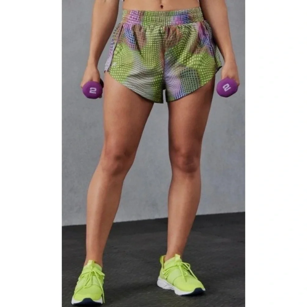 NEW Fabletics Shorts Eco Full Speed Run Short Womens L Drawstring Multicolor Run